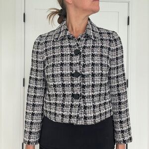 Kate Spade New York cropped wool/poly blend jacket with chunky buttons.